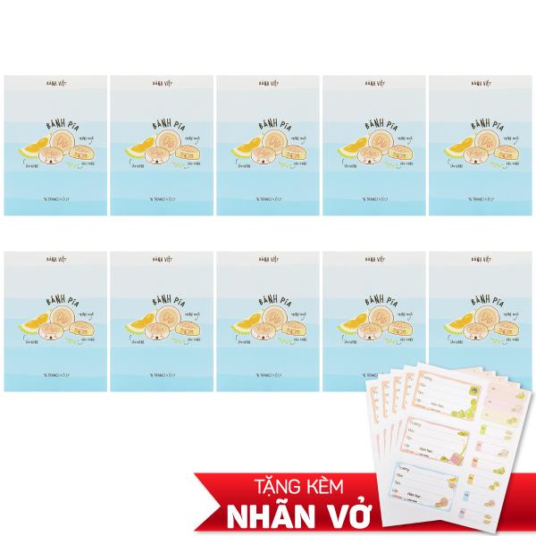 Combo 10 Tập Học Sinh Bánh Việt - Miền Nam - 4 Ô Ly - 96 Trang 80gsm - The Sun 04 - Bánh Pía - Tặng Nhãn Vở Kèm Sticker