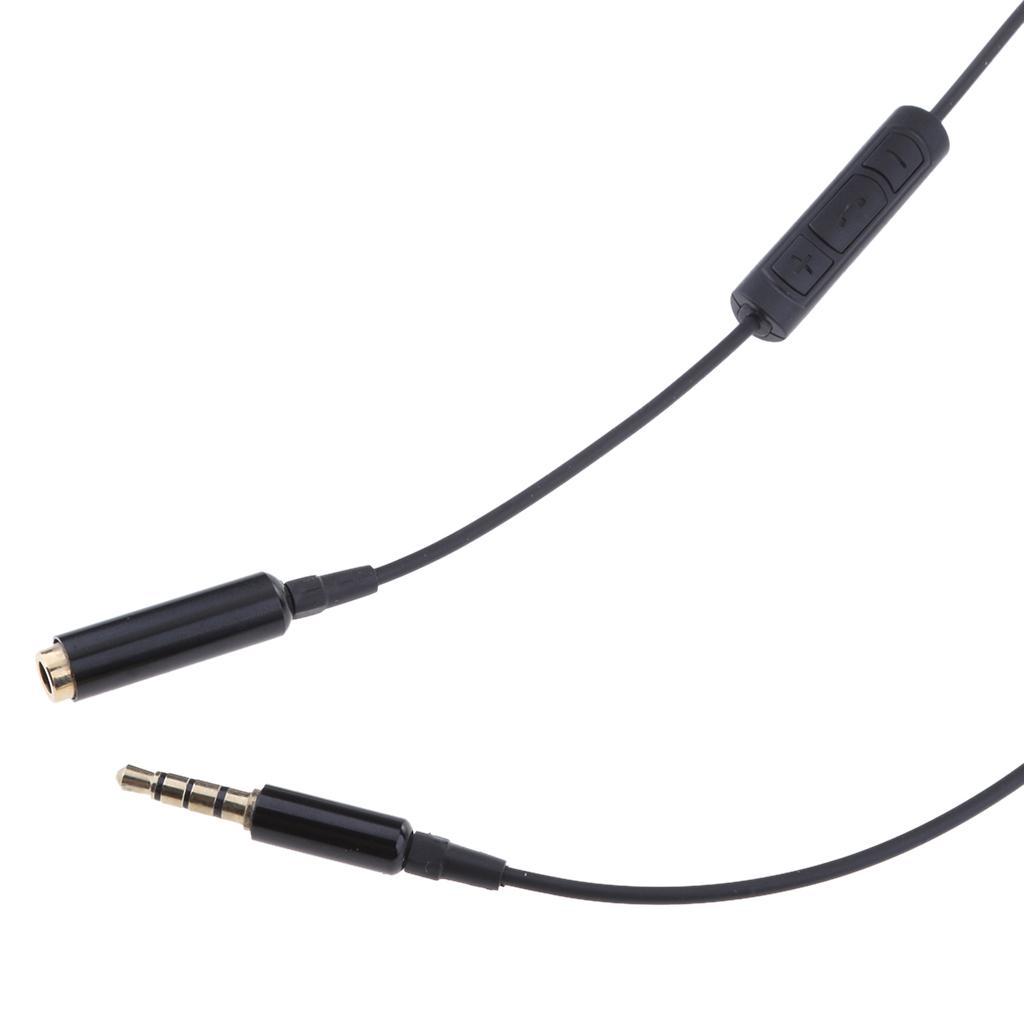 2Pieces 3.5mm male to 3.5mm Female Stereo Audio Cable with remote & mic