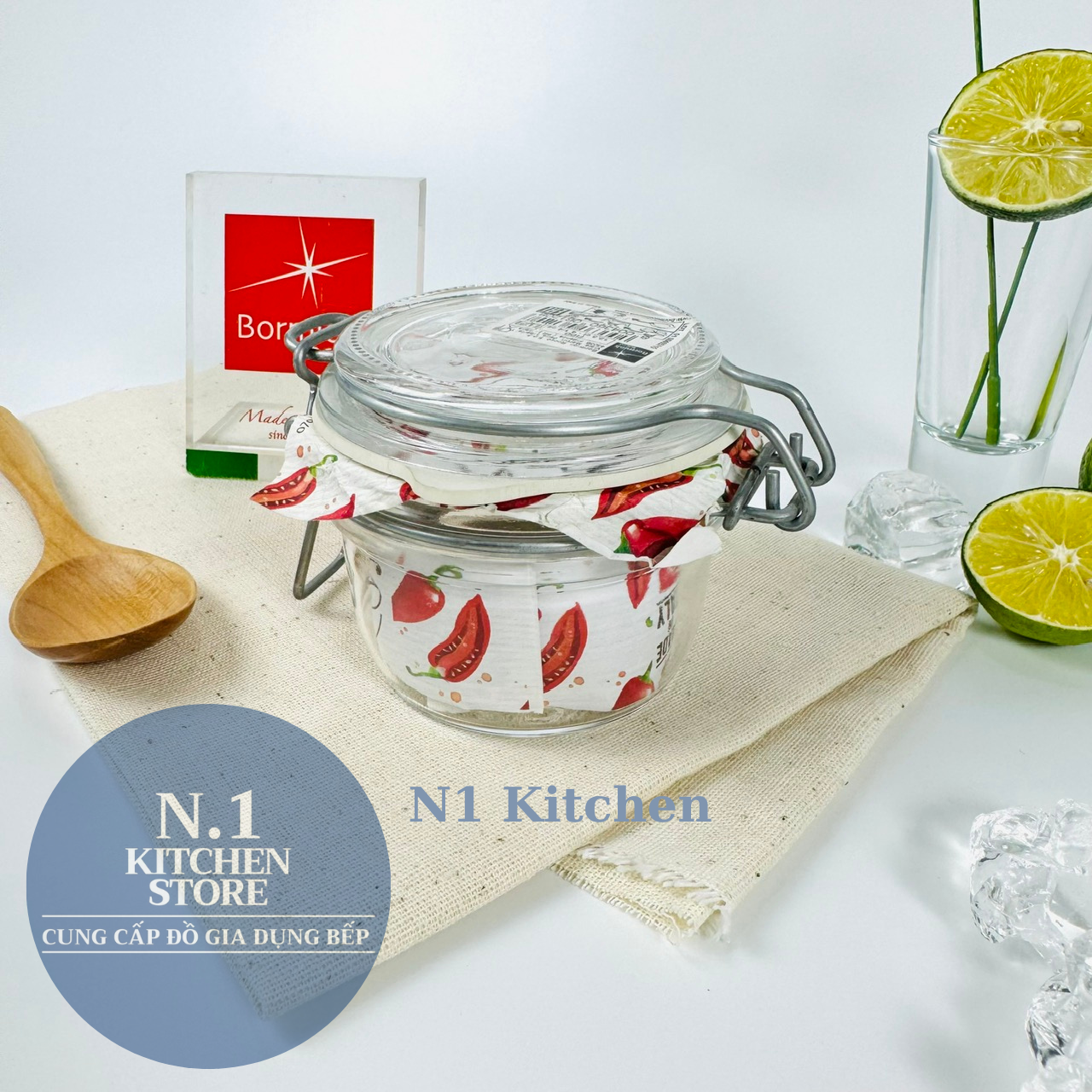 Fido hũ thủy tinh nắp cài kín hơi 130ml Bormioli Rocco - Hàng chính hãng