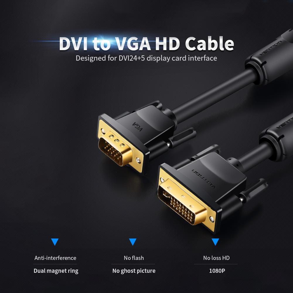 Cáp DVI sang VGA HD 1080P DVI24 + 5 Bộ chuyển đổi Male to Male cho Máy chiếu PC Màn hình TV 8m / 26,25ft