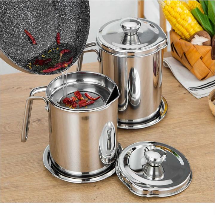 Bình đựng lọc dầu không thấm 2in1 INOX không gỉ