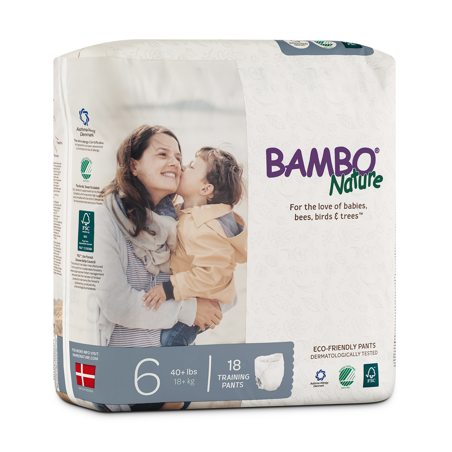 Thùng Tã Quần Em Bé Hữu Cơ Bambo Nature - gốc Đan Mạch - >18 kg - XXL18 - 5 gói - 18 miếng