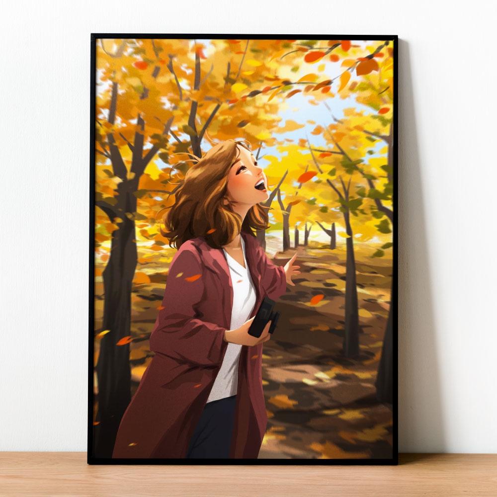 Tranh số hóa - Gió mùa thu đã căng khung 40x50cm 29 màu
