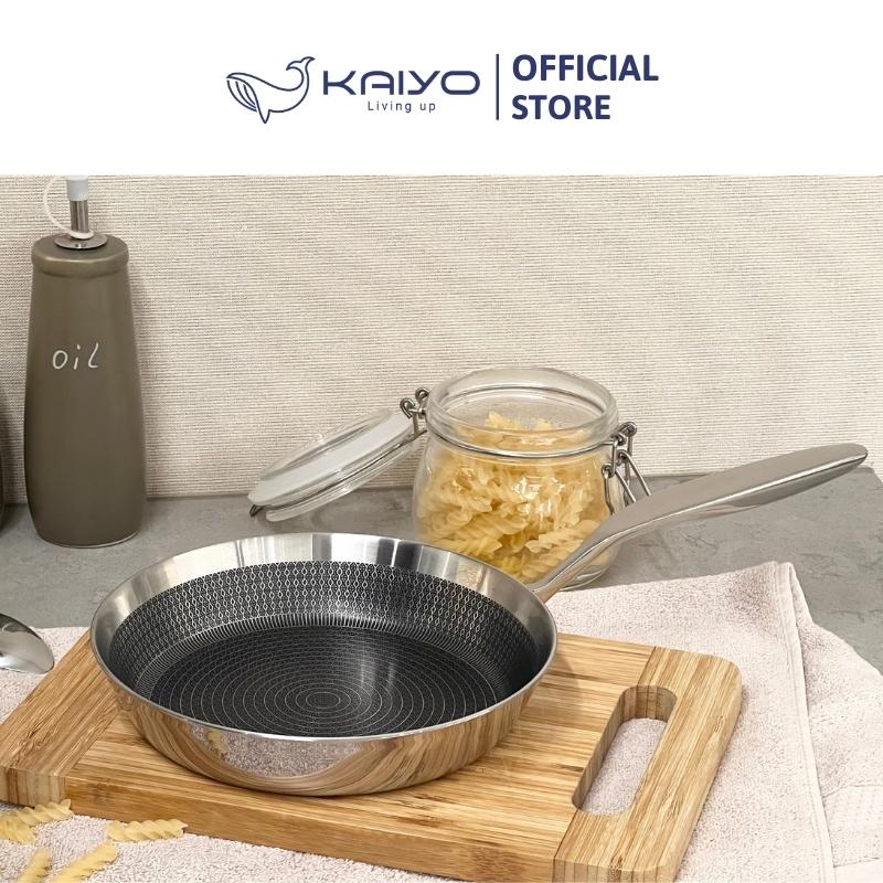 Chảo inox chống dính hoa văn nổi thân đáy liền 3 lớp tri-ply Kaiyo, size 26cm