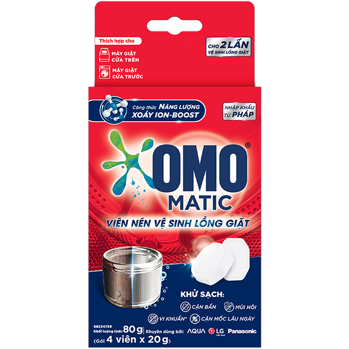 Hộp 4 Viên Nén Vệ Sinh Lồng Giặt OMO Matic 80gr