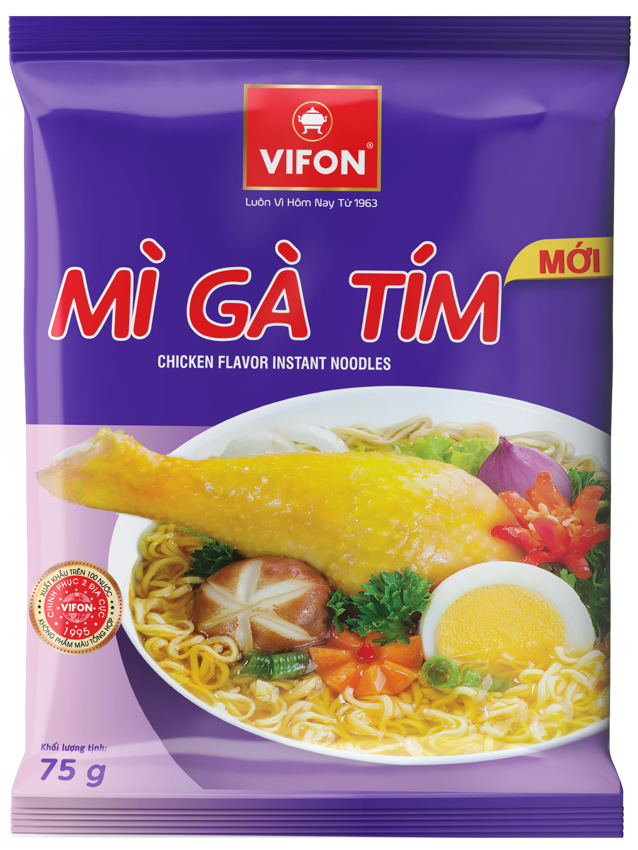 Thùng 30 gói Mì gà tím Vifon 75g