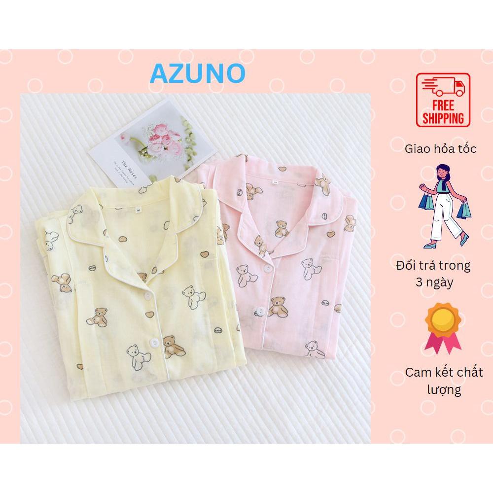 Hình ảnh Bộ Đồ Bầu, Pijama Mặc Sau Sinh Cho Mẹ AZ61 Chất Liệu Xô Nhật Mặc Hè Thu Có Khe Mở Cho Con Bú Và Chun Chỉnh Bụng