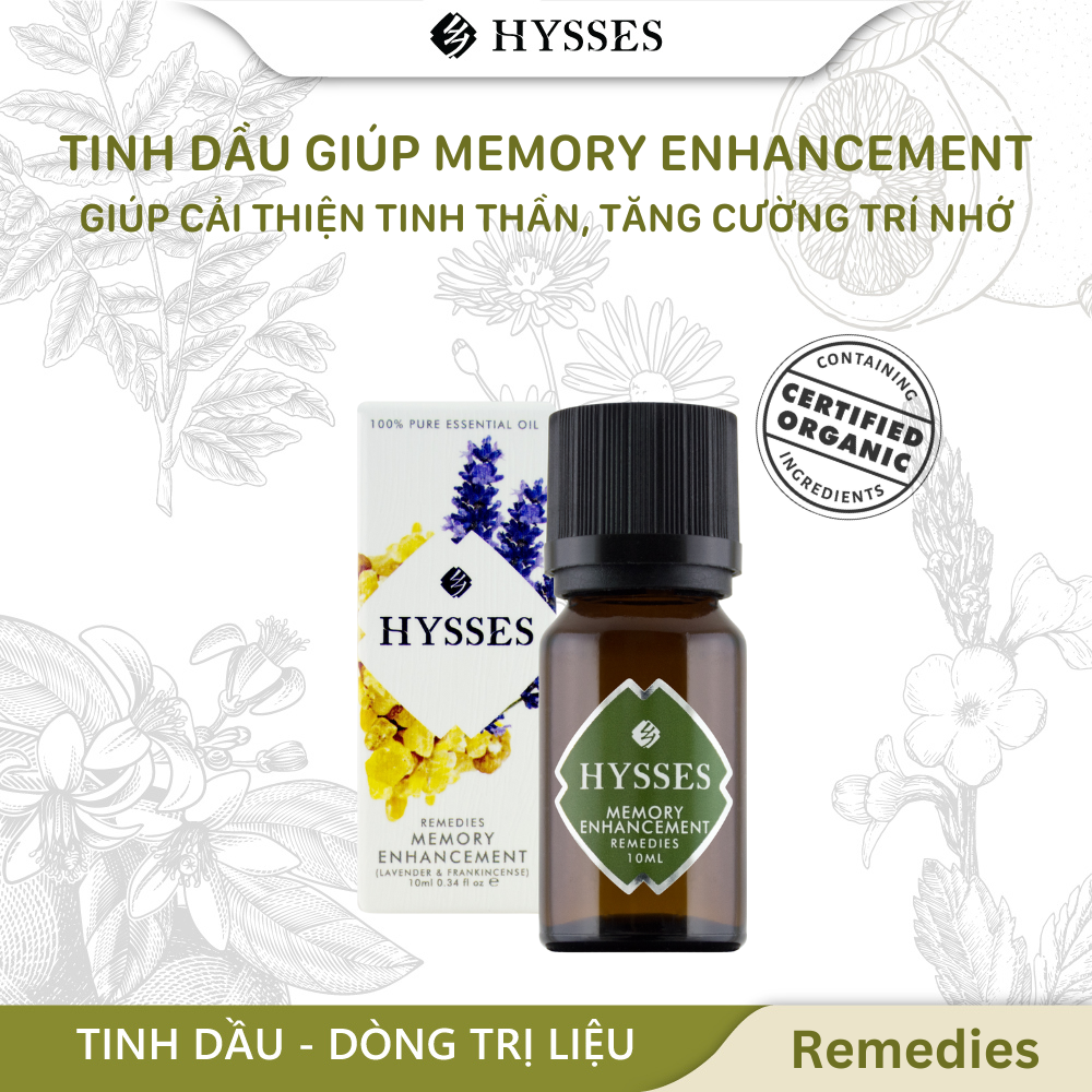 Tinh Dầu Cao Cấp Hysses Remedies Memory Enhancement Cải Thiện Tinh Thần, Hỗ Trợ Trí Nhớ, Giúp Tập Trung Với Tinh Dầu Oải Hương & Trầm Hương Hữu Cơ Tự Nhiên
