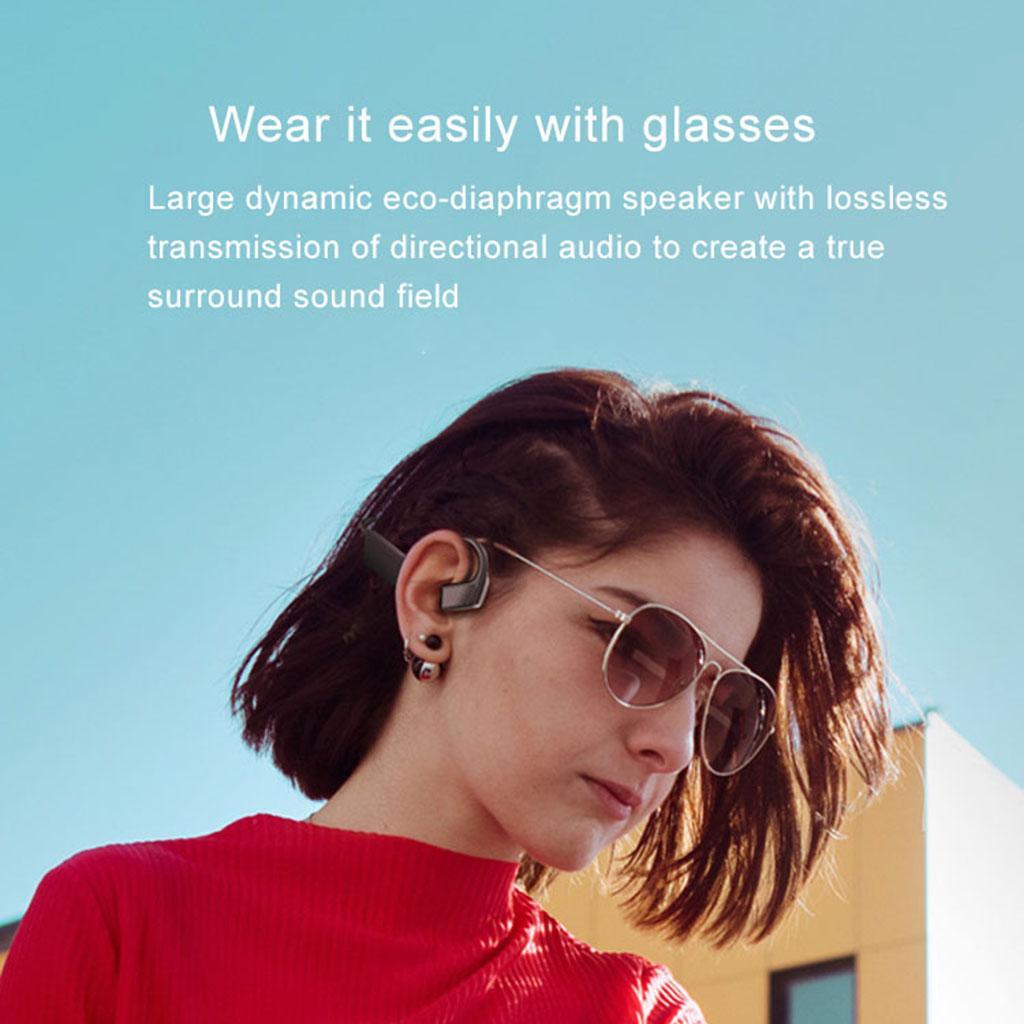 Bone Conduction Headset Bluetooth 5.0 with Mic for Cycling Running Black