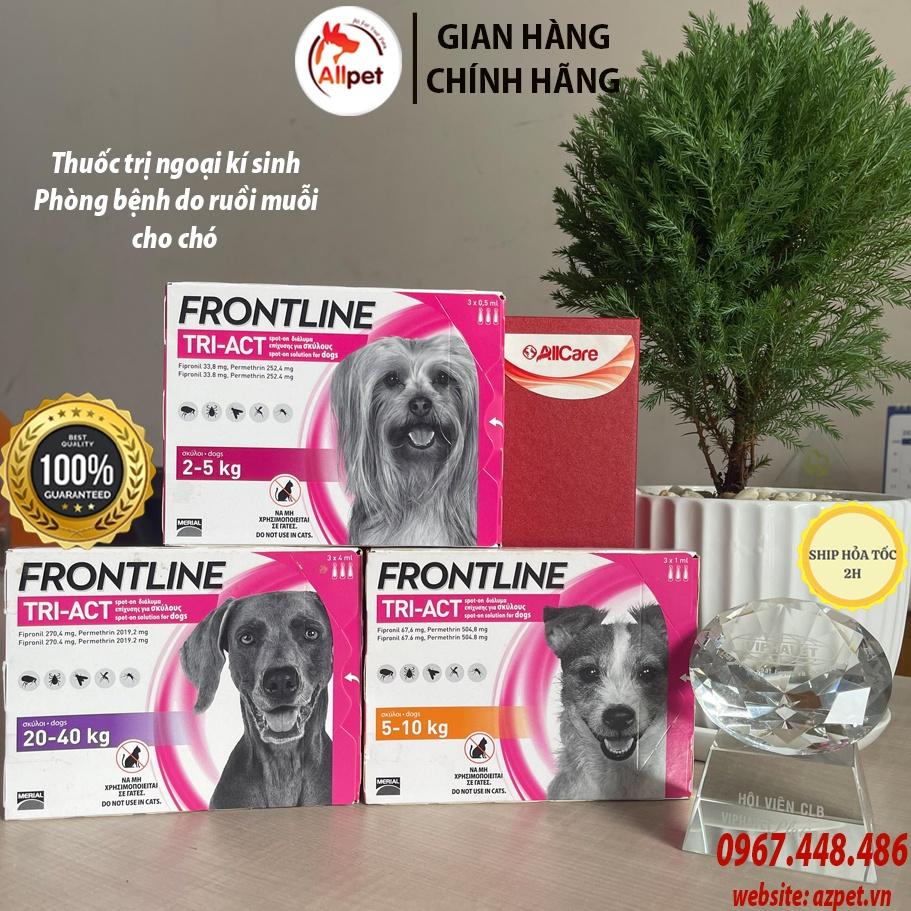 FRONTLINE TRI-ACT trị ve rận cho chó. Thuốc diệt ngoại kí sinh cho chó FRONTLINE. Phòng bệnh do ruồi muỗi cắn.