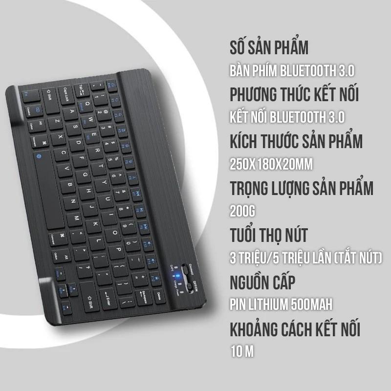 Bàn phím không dây Bluetooth mini dùng được cho IOS Android Windows thiết kế nhỏ gọn, không gây tiếng ồn