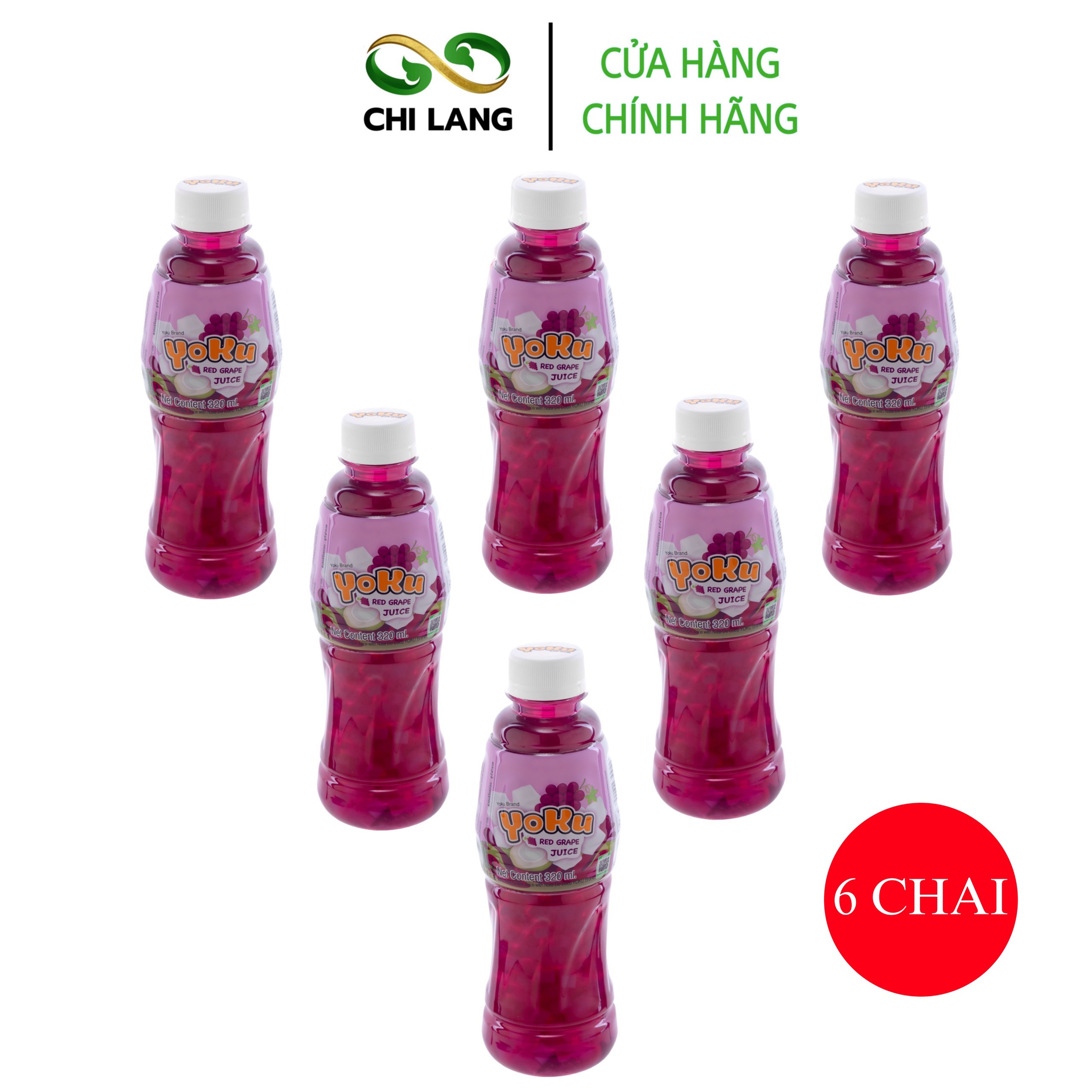 Nước Trái Cây Thạch Dừa Yoku - Combo 6 chai - Nhập Khẩu Thái Lan