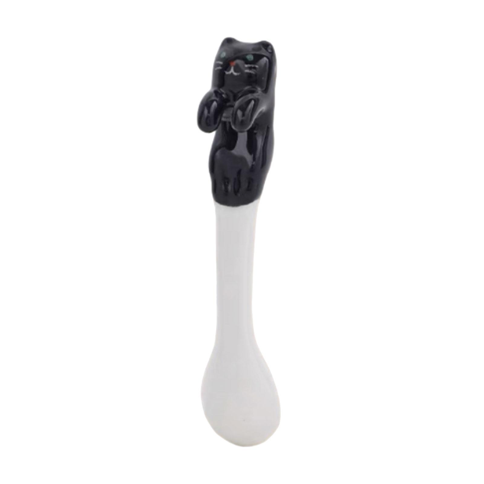 Hanging Coffee Spoon, Small Cat Animal Spoon, Kitchen Tools Ice Cream Flatware Ceramic Cat Spoon, Hangable Tea Spoon, for Kitchen Restaurant