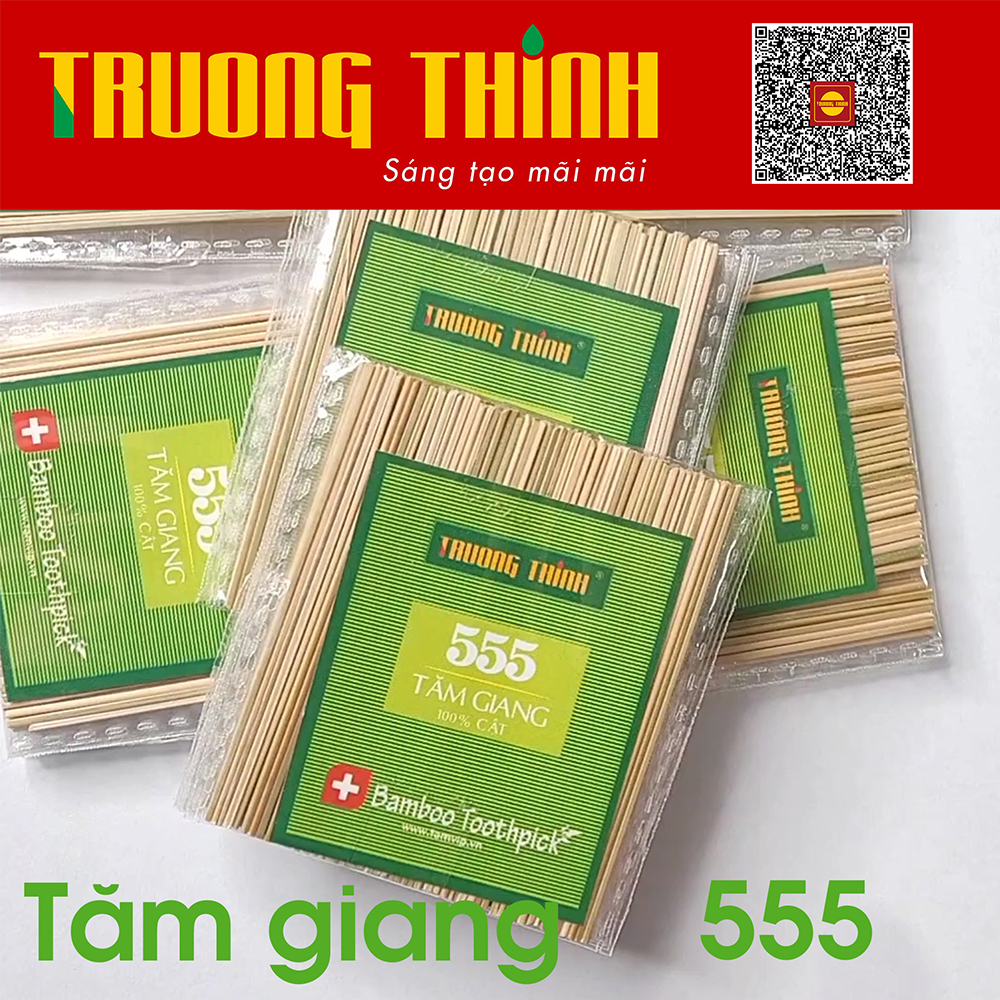 Tăm Xỉa Răng 555 Cật Cây Giang 100% Dẻo Dai Chất Lượng Tiết Kiệm  Gía Siêu Rẻ Thương Hiệu Trường Thịnh - Bịch 30 gói.