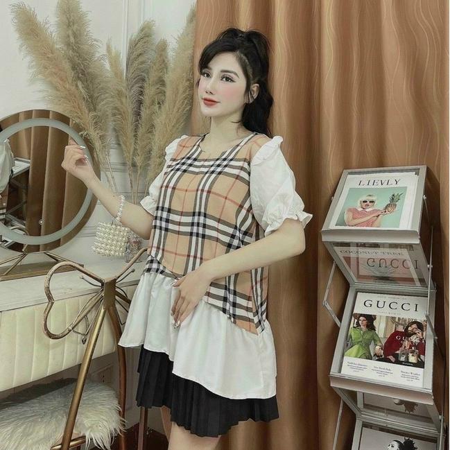 Áo bầu kẻ XUÂN HÈ dáng babydoll trẻ trung, có nơ bụng, chất cotton cho mẹ bầu đi làm đi chơi freesize 45-65kg