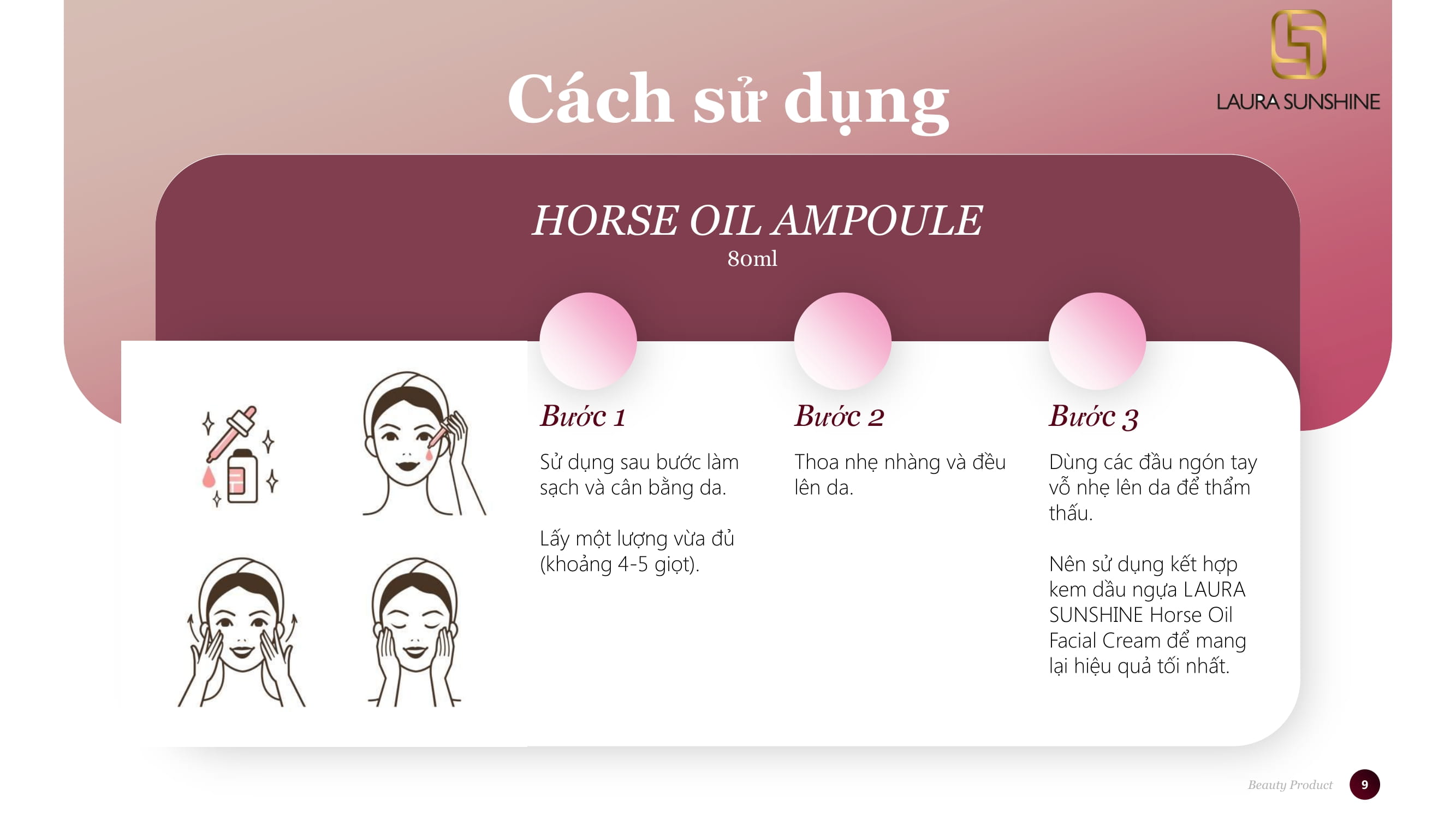 Siêu tinh chất Tái tạo da Dầu Ngựa Horse Oil Ampoule Laura Sunshine Nhật Kim Anh 80ml