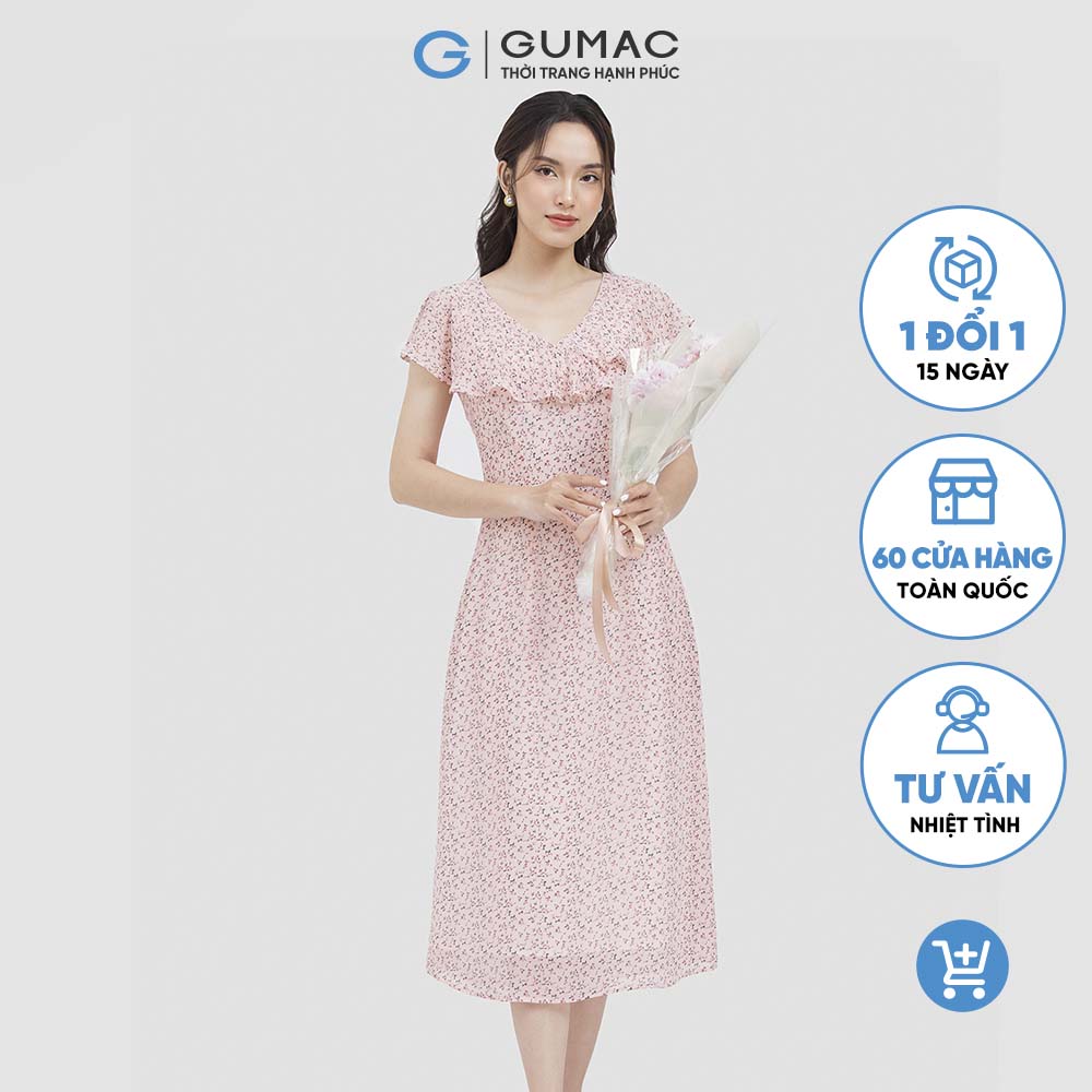 Đầm suông nữ GUMAC DC06069 maxi cổ bèo