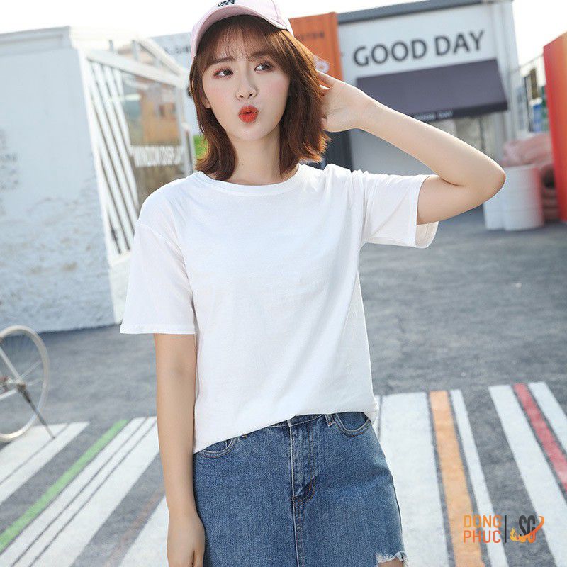 Áo thun trơn màu trắng phông unisex basic nam nữ ulzzang cổ tròn thun cotton 4 chiều mềm mịn ATTT | SG