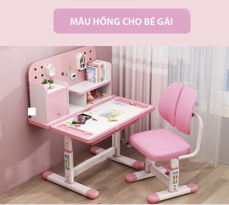 Bàn Học Chống Gù Cao Cấp, Bộ Bàn Ghế Học Sinh Thông Minh Có Giá Sách