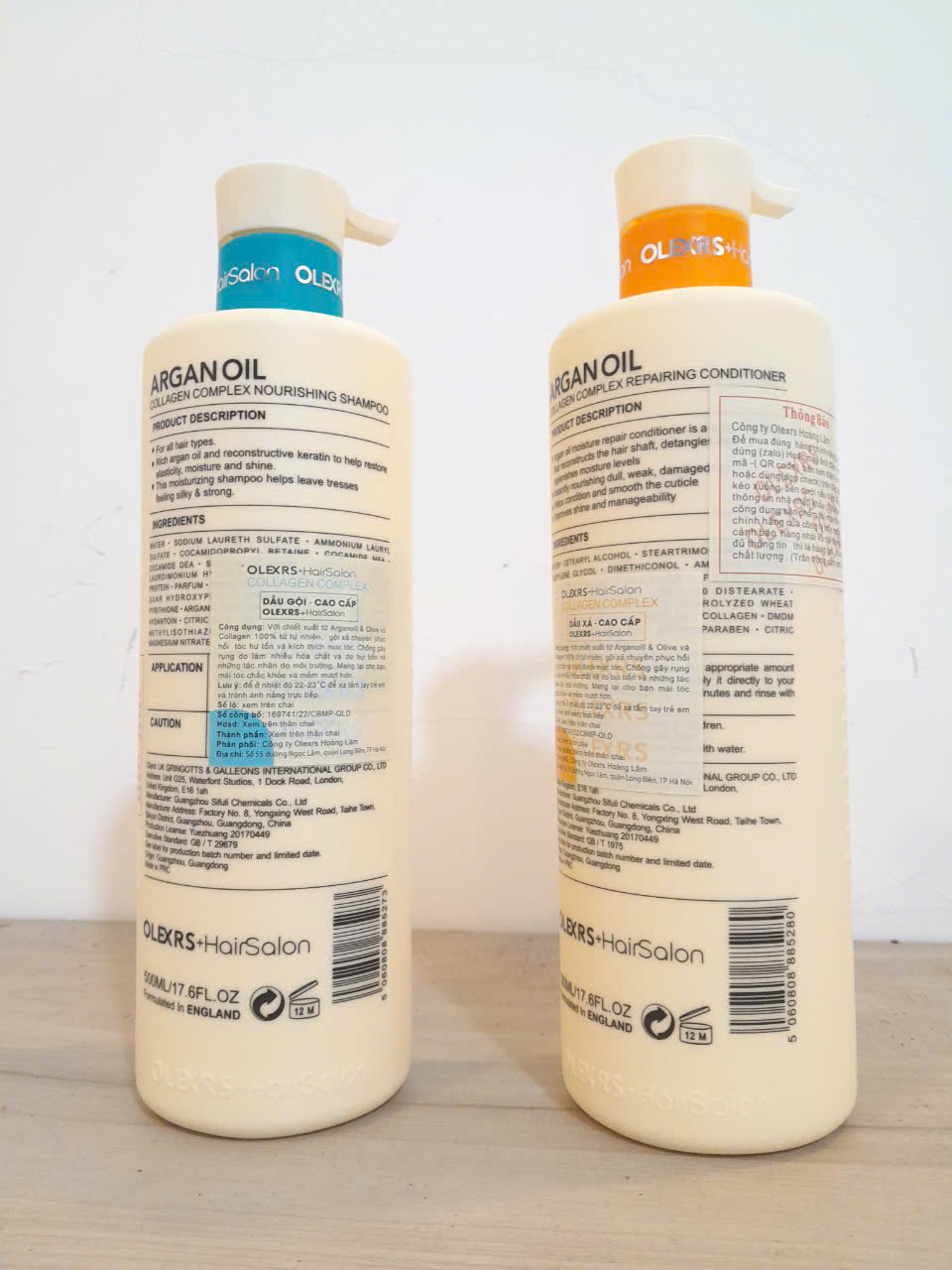 Cặp Dầu Gội Xả Olexrs HairSalon Argan Oil Collagen 2x500ml cho tóc khô hư tổn