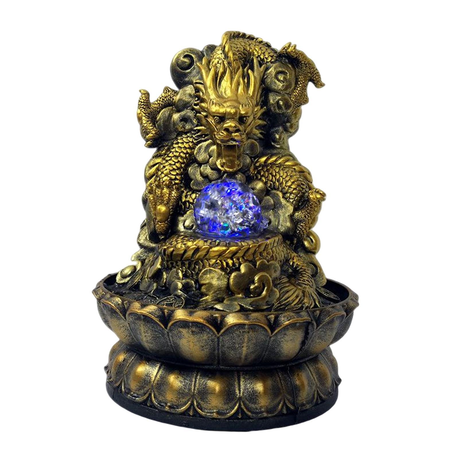 Desktop Water Fountain Feng Shui Waterfall Statue Ornament With Rolling Ball