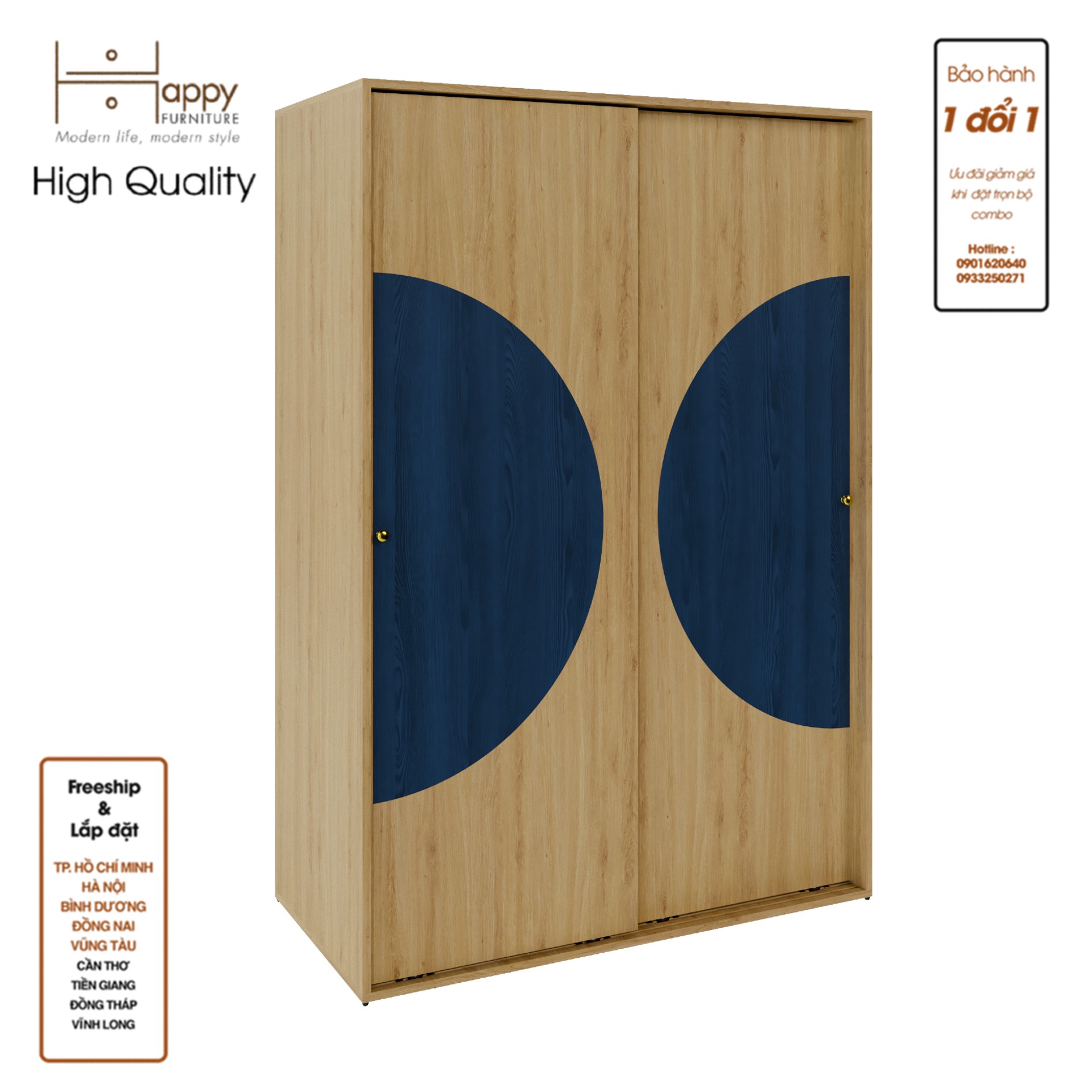BANA, Tủ quần áo 2 cánh lùa, 120cm x 59cm x 176cm , TCL_029