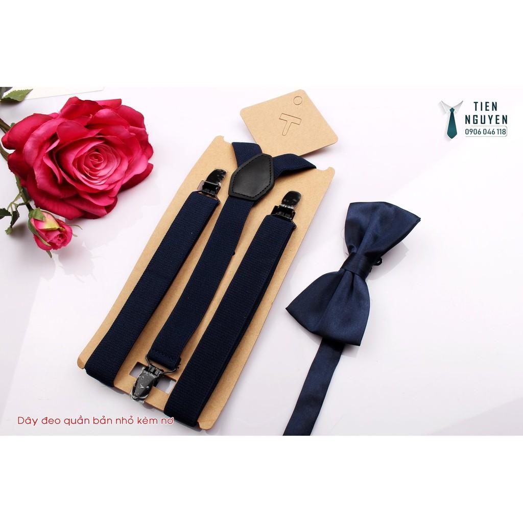 Đai Đeo Quần Trẻ Em XANH ĐEN Dạng Kẹp 2.5Cm Thun 4 Chiều