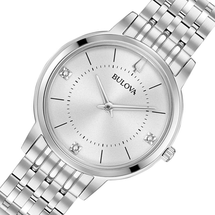 Đồng Hồ BULOVA Nữ Đính Kim Cương Dây Kim Loại Pin-Quartz 96P183 - Mặt Trắng (31mm)