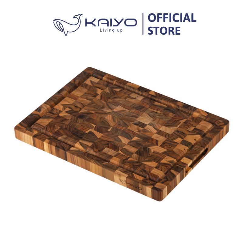 Thớt thái gỗ teak đầu cây KAIYO size M 35 x 25 x 2,5cm