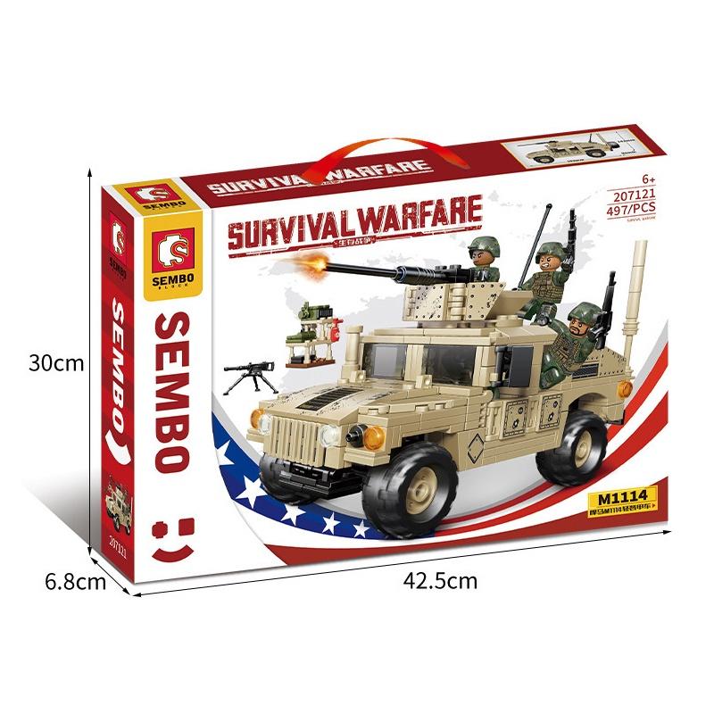 Đồ chơi Lắp ráp xe quân sự Humvee M1114, Sembo Block 207121 Amored Car, Xếp hình thông minh