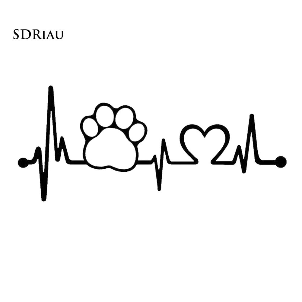 Decal Trang Trí Thân Xe Hình Dấu Chân Cún Và Nhịp Tim Sáng Tạo