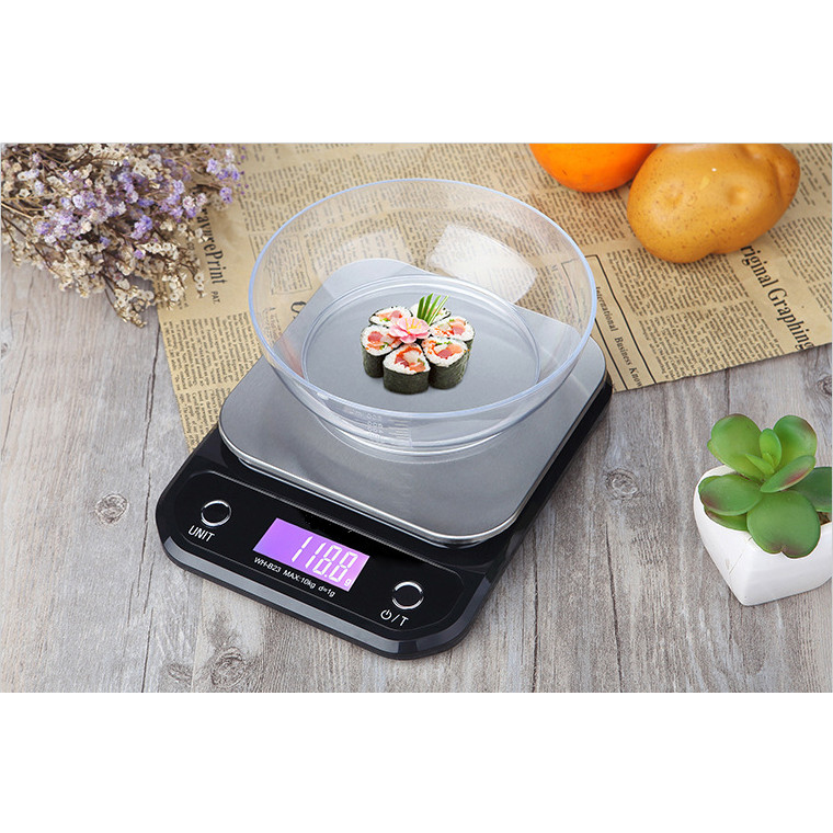 Cân nhà bếp 10kg/0,1g chống nước nhẹ