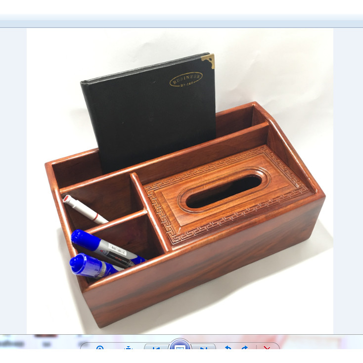 Gía cắm bút - giá để tài liệu và thiết bị văn phòng đa năng bằng gỗ hương loại to - ảnh thật