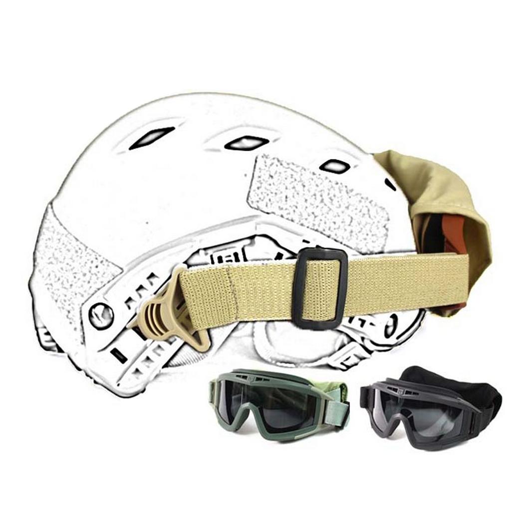 FAST Tactical Goggle Glasses for Helmet with 3 Lens Shooting Hunting Black