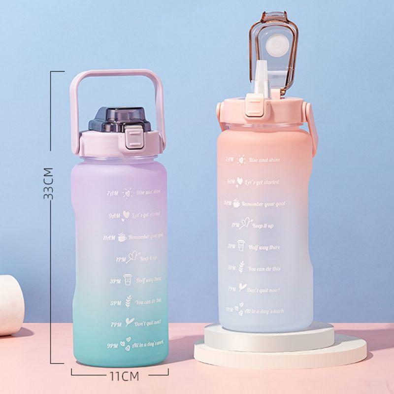 BÌNH NƯỚC 2L MÀU MỜ NHÁM CÓ HÌNH STICKER TỰ DÁN VÀ DÂY ĐEO