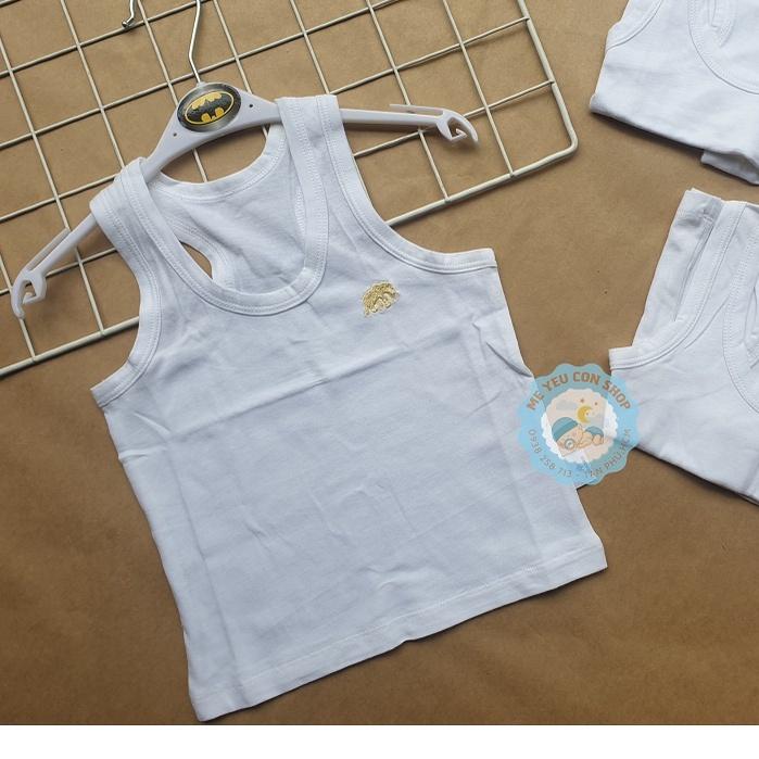 (8-25kg) Áo ba lỗ cotton trắng thêu hình cho bé trai - MIATOP - S9 (22-24kg)