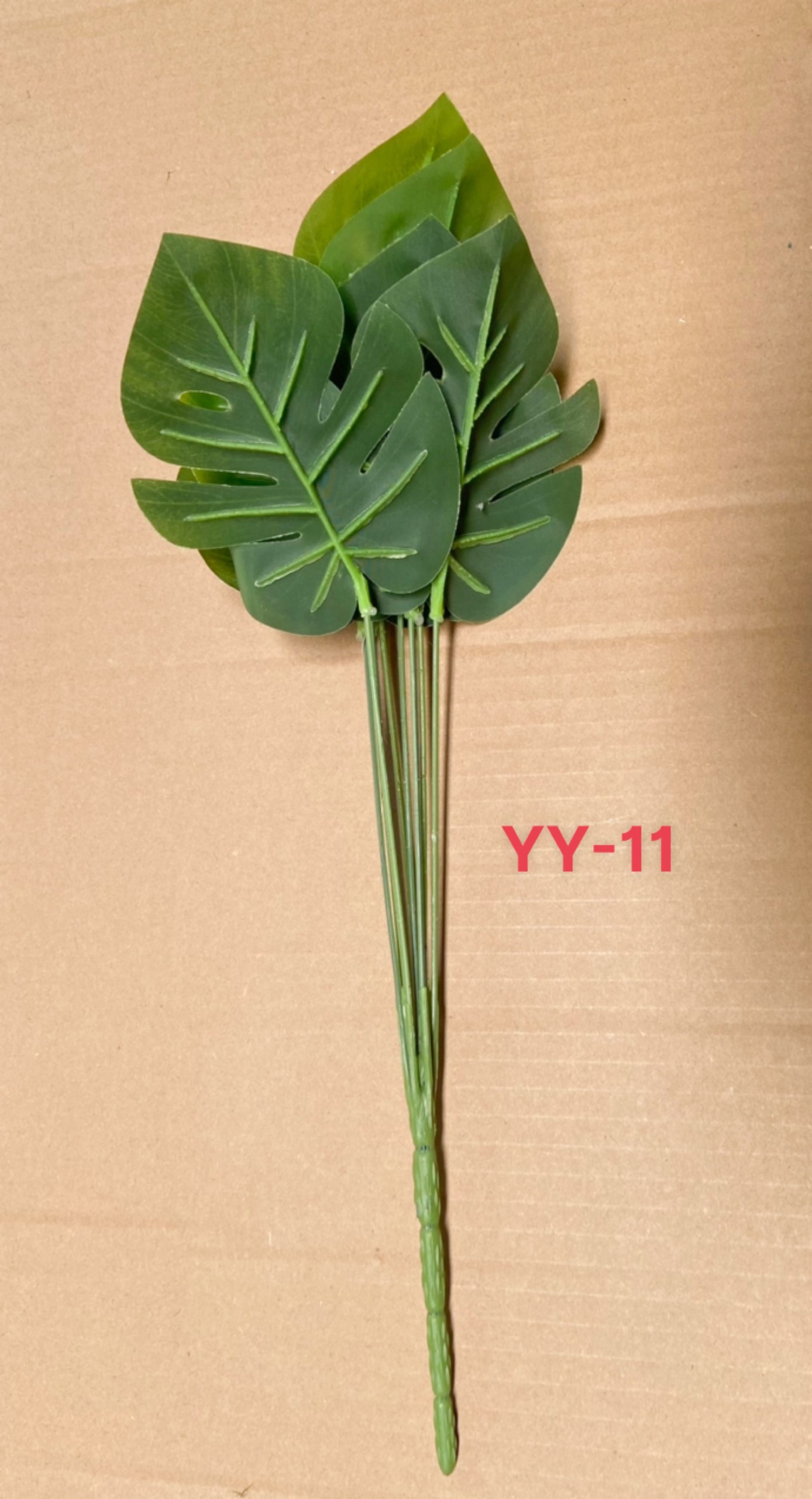 Cây giả trang trí, cây trầu bà lá xẻ giả trang trí, cắm chậu, làm tiểu cảnh 9 lá, 40cm - YY-11