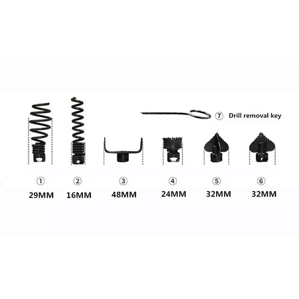 Bộ đầu thông tắc lò xo gồm 6 đầu thông các loại rất tiện lợi cho việc thông tắc các loại rác