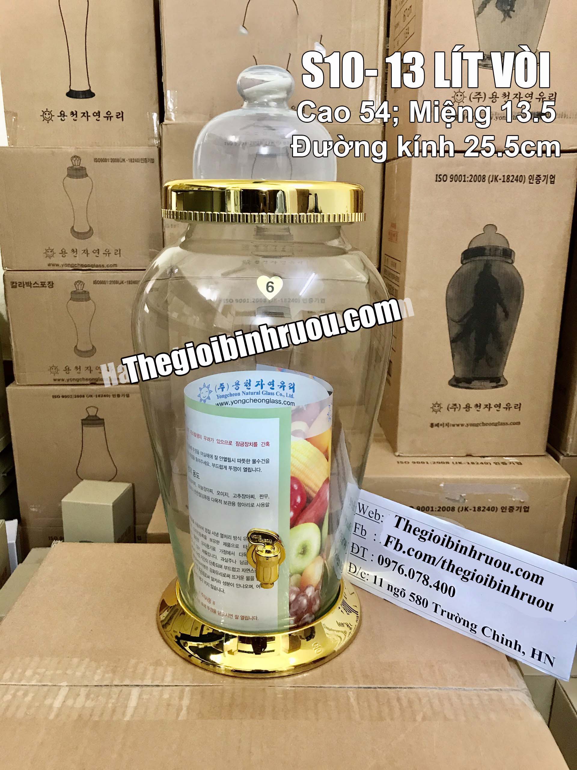 Bình thủy tinh ngâm sâm Hàn Quốc 13 lít có vòi