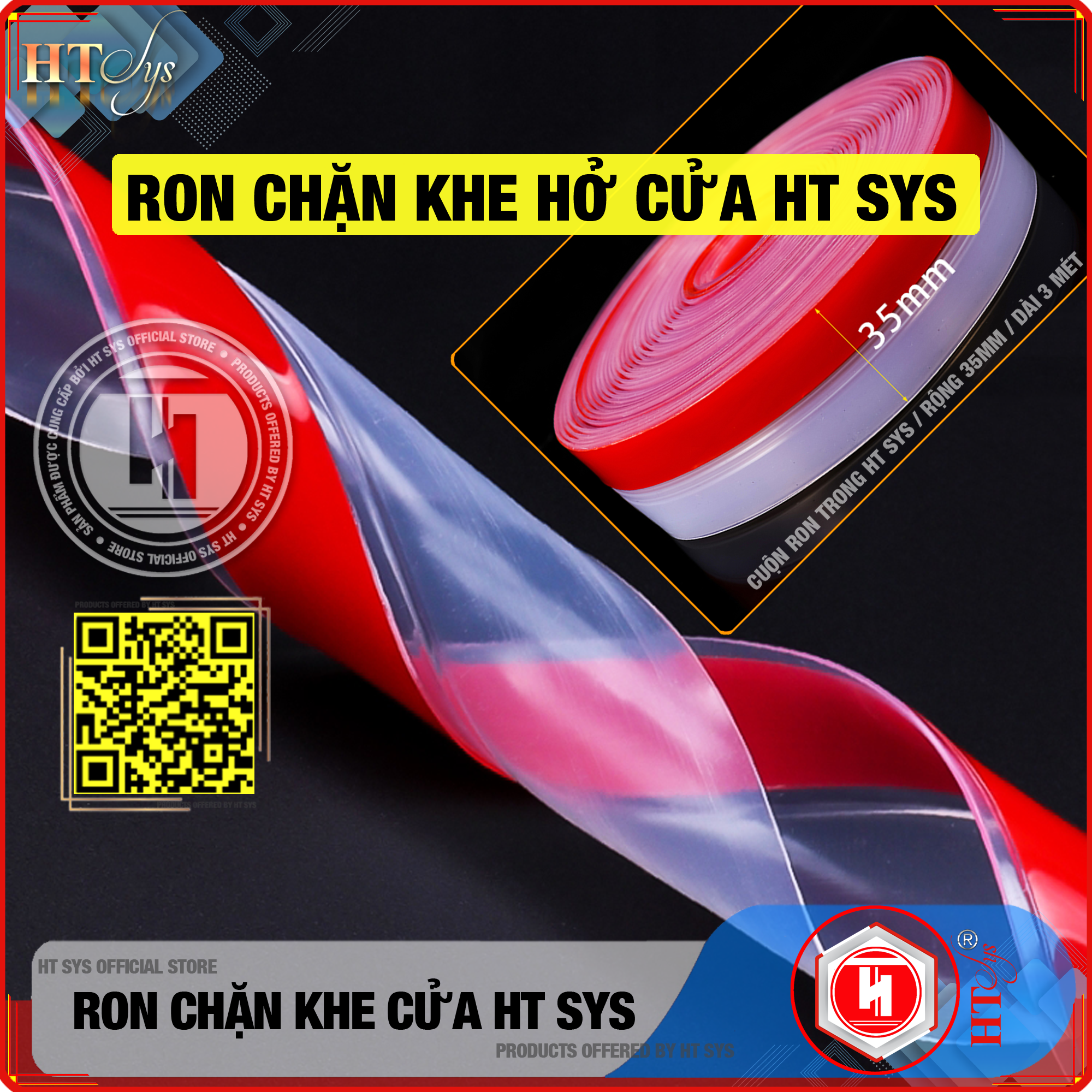 Cuộn Ron Dán Che Khe Cửa,Chân Cửa HT SYS - Lớp Keo Đỏ Chống Nước - Chống Gió Lùa - Chống Ồn - Bụi Bẩn - Ngăn Côn Trùng Cuộn Dài 3 Mét