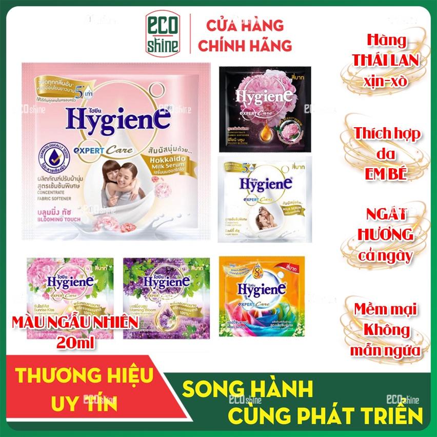 Nước Xả Vải Hygiene Thái Lan. CÔNG NGHỆ CHỐNG NHĂN VÀO NẾP - ĐỆ NHẤT THƠM. Siêu Đậm Đặc. Mỹ Phẩm Chăm Sóc Quần Áo. GÓI 20ML - DÂY 12 GÓI - MÀU NGẪU NHIÊN