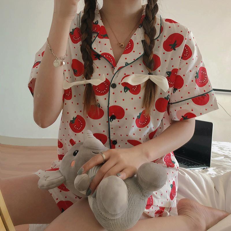 Set bộ ngủ pijama hình cà chua vải cotton