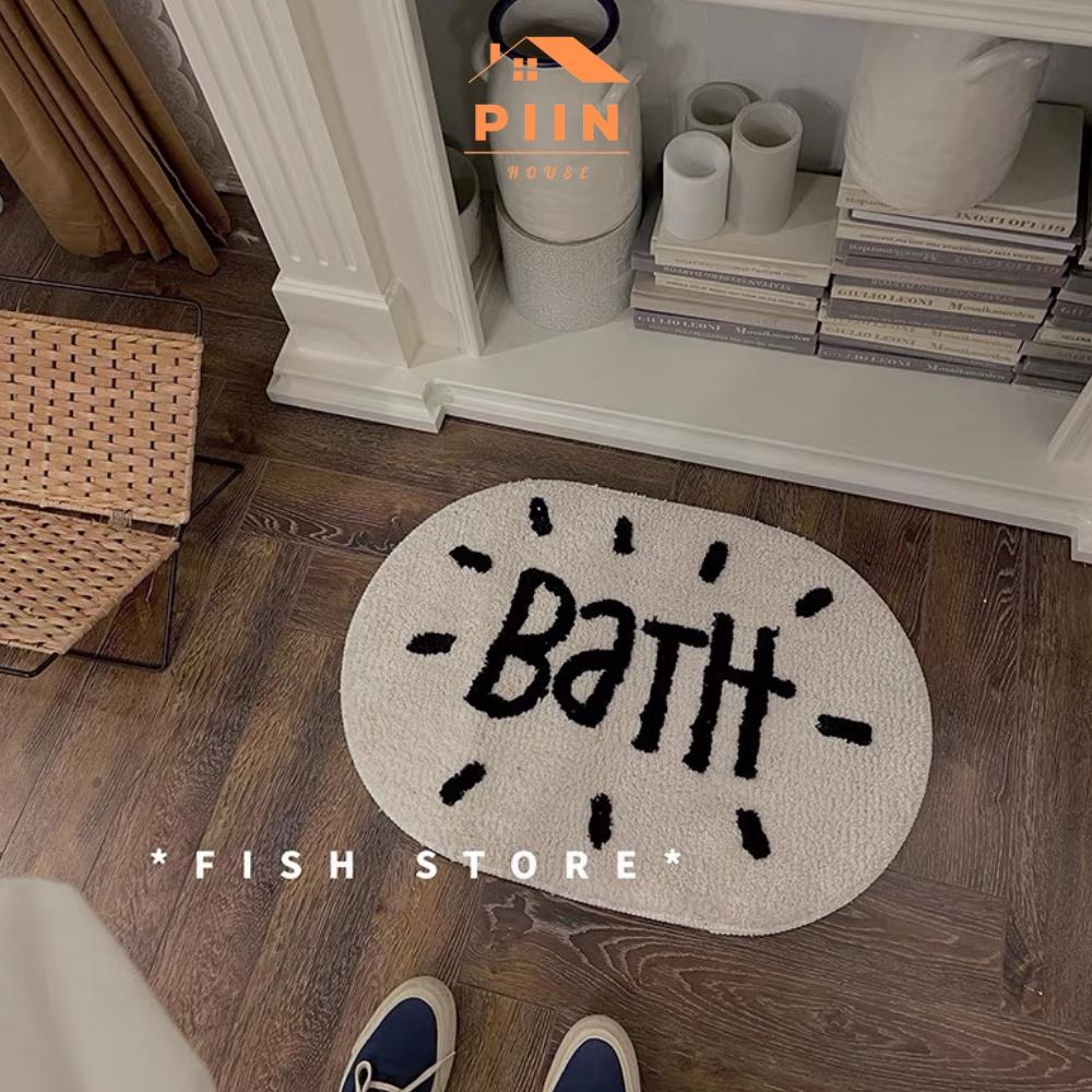 Thảm lau chân phòng tắm thấm hút nước tốt PIIN HOUSE, thảm chùi chân chống trơn trượt size 40x60cm
