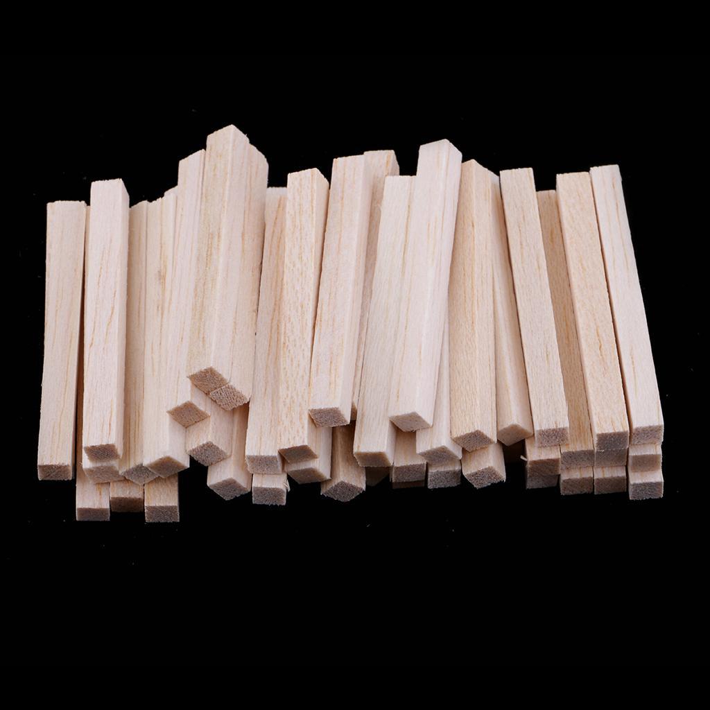 100 Pieces Natural Square Unfinished Balsa Wood Wooden Sticks Dowel Rods for DIY Craft Model