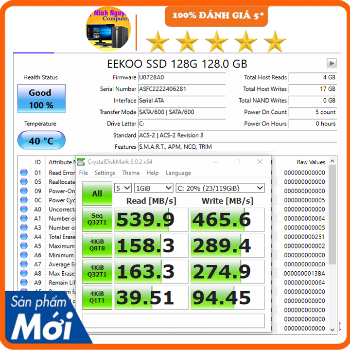 Ổ ssd 128gb V100 eekoo 2.5in sata 3 - Hàng chính hãng Vinago