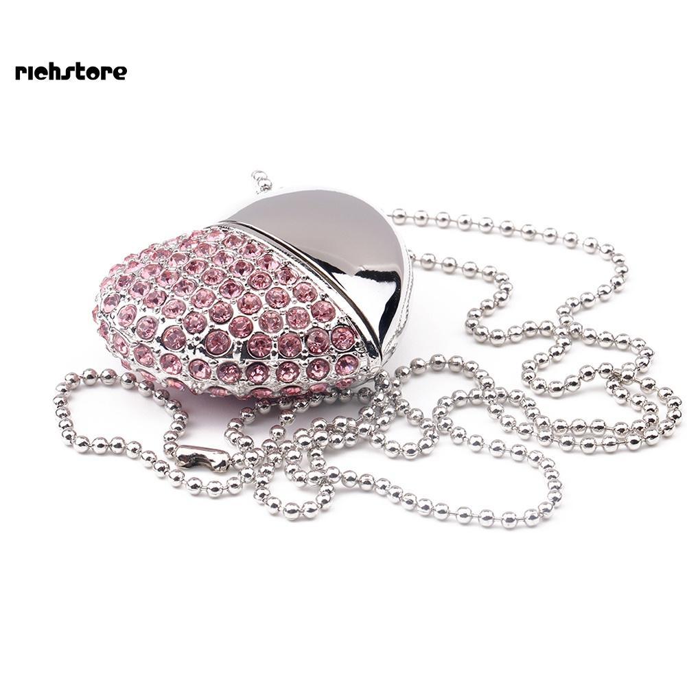 USB hình trái tim đính đá bằng hợp kim cho laptop/PC