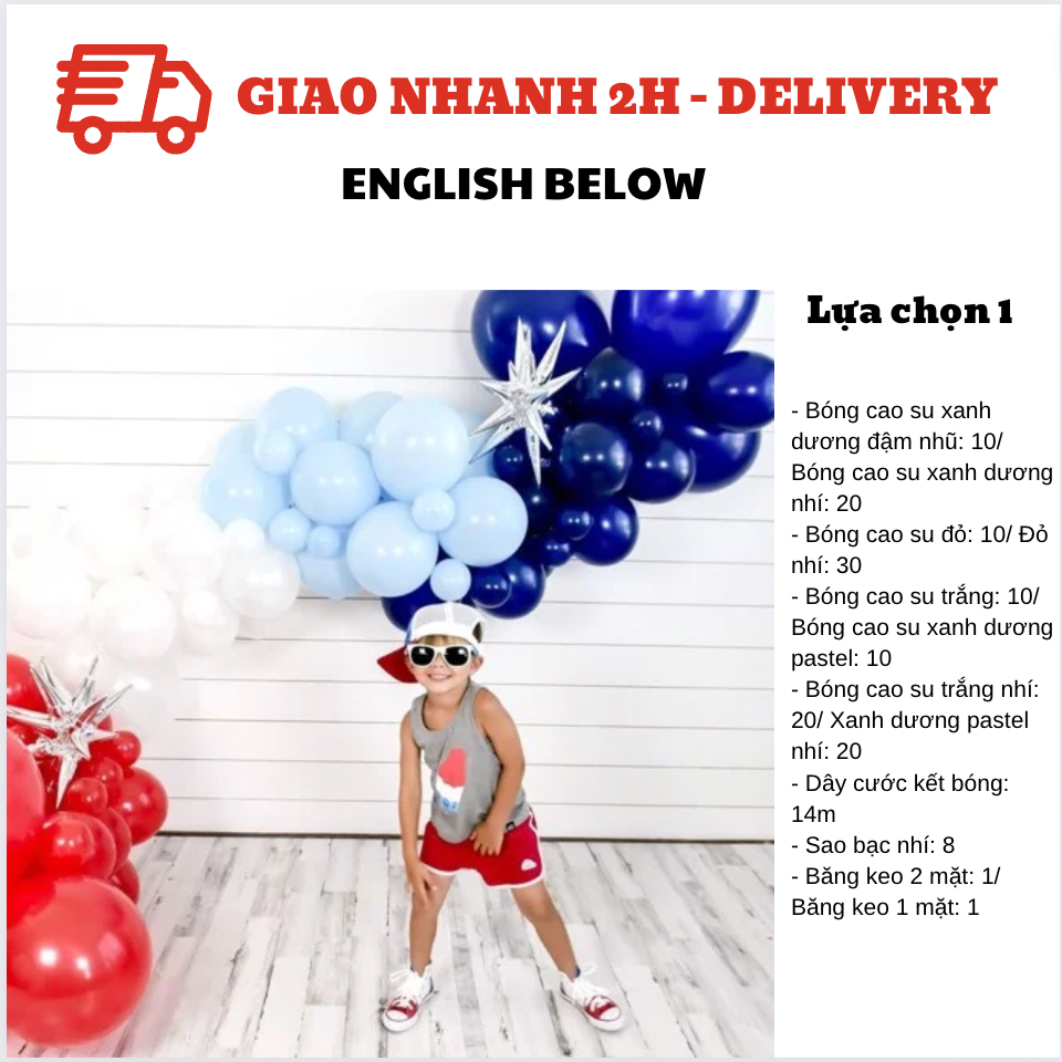 Bộ bóng cao su trang trí ngày Quốc Khánh Mỹ qkm18