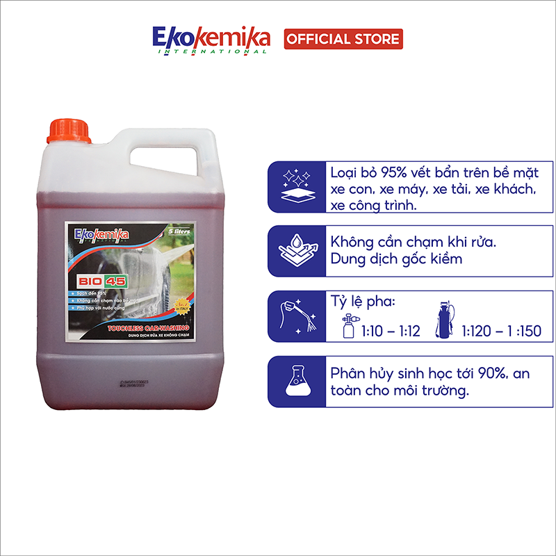 NƯỚc RỬa Xe KhÔng ChẠm VÀ RỬa Khoang ĐỘng CƠ Ekokemika Italy Bio 45 - (5l) - Hàng Chính Hãng