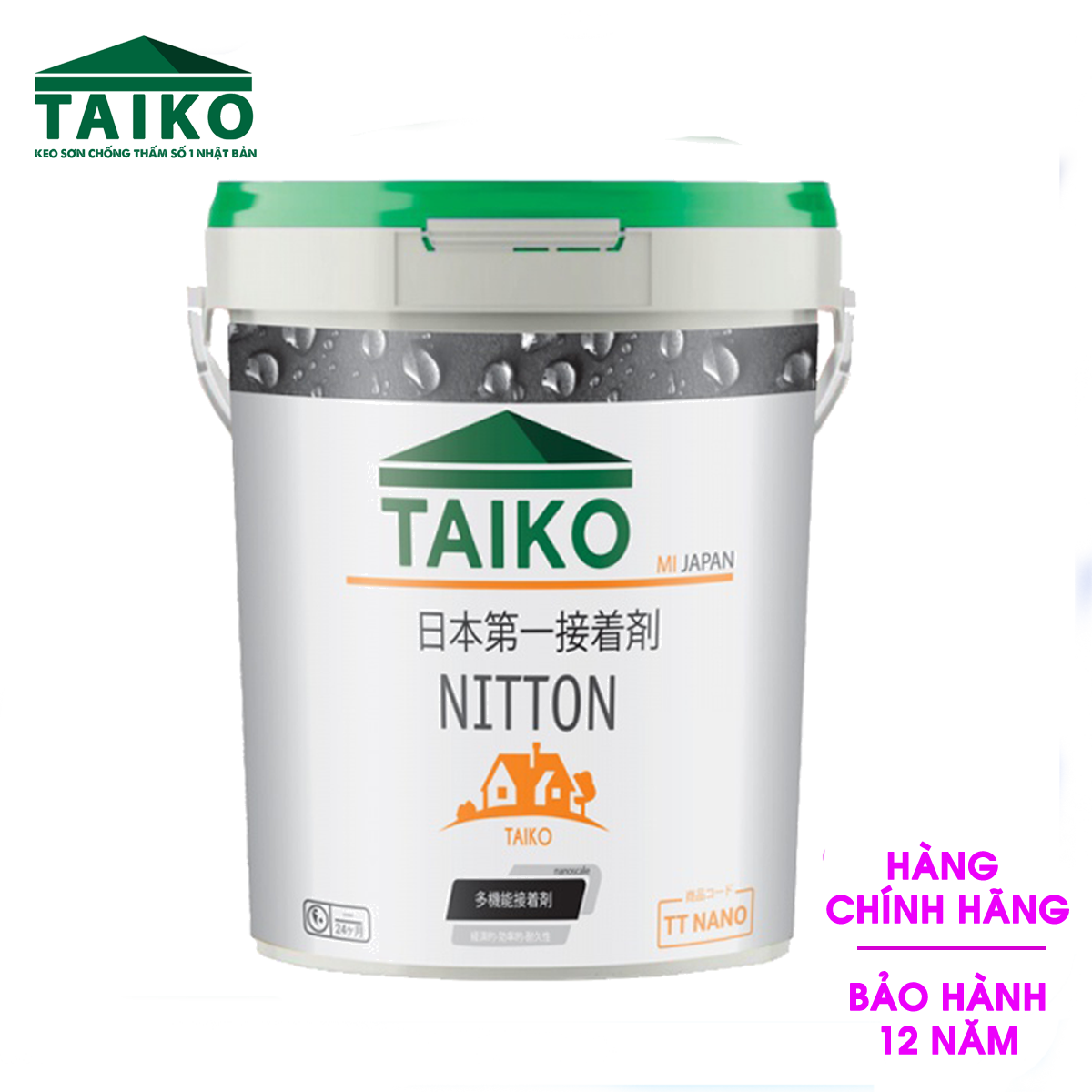 1Kg, 5Kg, 10Kg, 18Kg Keo Sơn Chống Thấm Sàn Mái Lộ Thiên TAIKO NITTON (Gốc Acrylic) - Tặng Kèm Vải Kết Cấu Và Chổi Lăn Sơn - Chống Thấm Sàn Mái, Máng Xối, Ban Công Lô Gia, Bể Nước, Bể Cá, Bề Mặt Cát Xi Măng (Hiệu quả hơn khi pha với Xi Măng