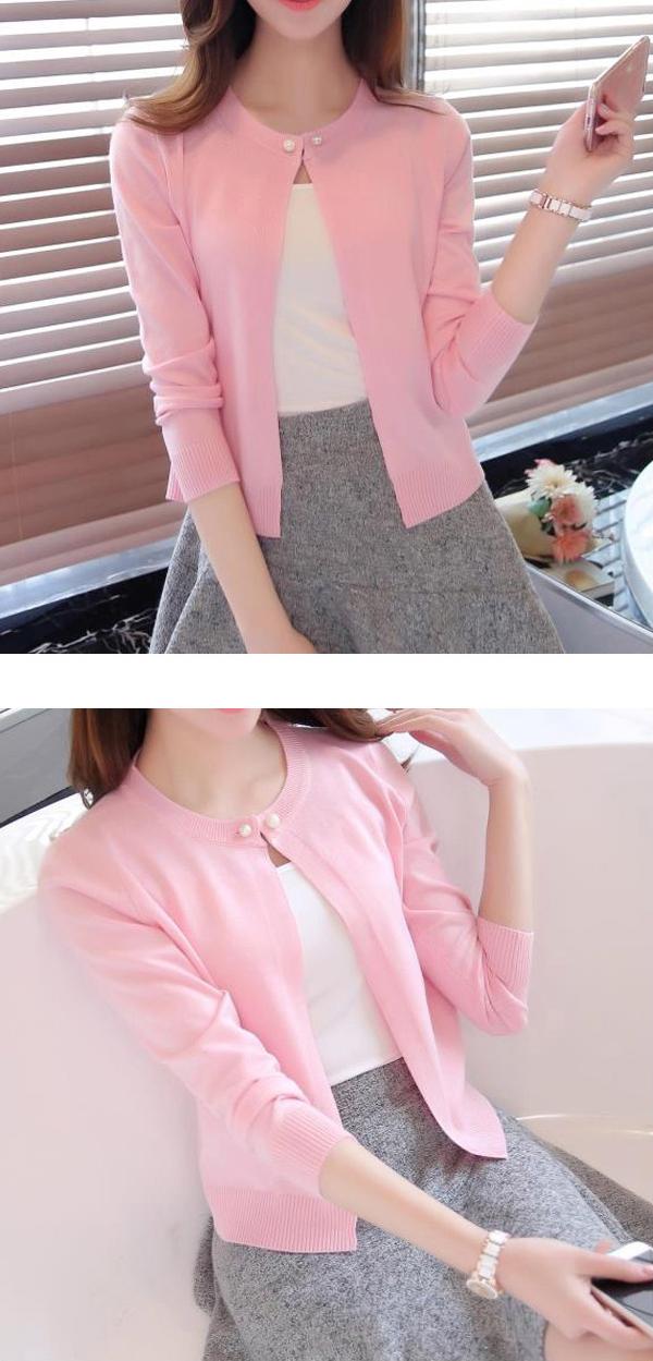 Áo len Cardigan cổ đính cúc ngọc chai kiểu dáng Hàn Quốc AO36